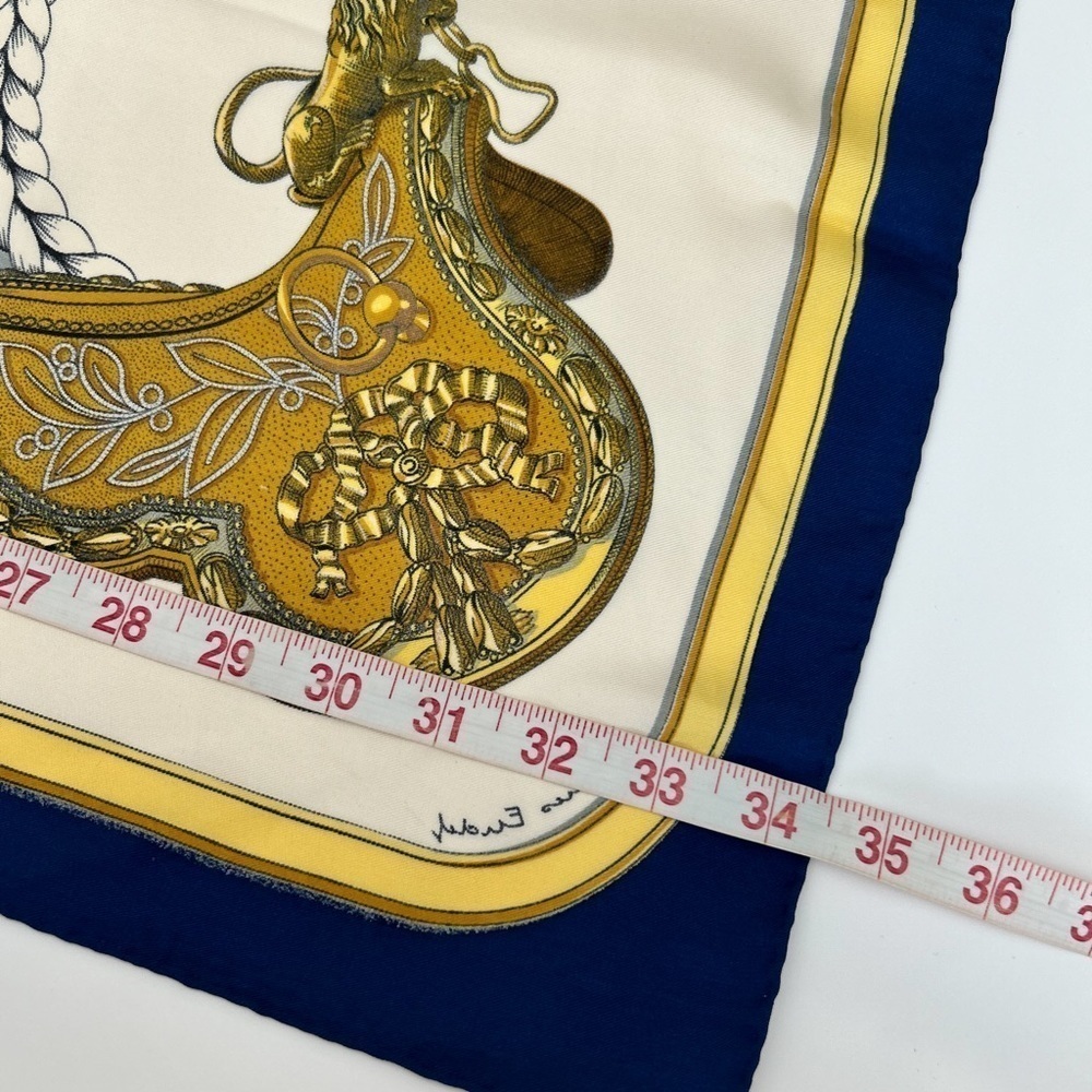 HERMES 100% silk scarf Carre 90 GRAND APPARAT Scarf Multicolor blue border - Picture 4 of 11